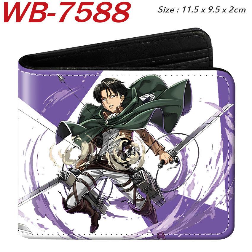 Attack on Titan Anime Faltbare Leder Geldbörse Kurzer Kartenhalter Cartoon Spiel Zubehör für Männer Frauen Braun