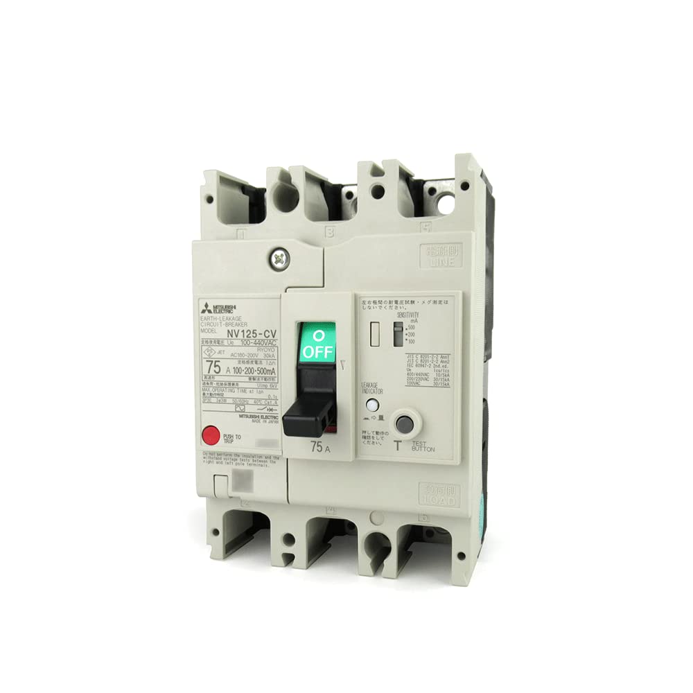 Mitsubishi Electric 3P 75A Leakage Circuit NN NV125-CV 1.2.500MA (Earth Breaker) (3 Pole) (AC 100-440)