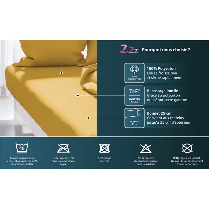 Drap housse uni 140x190 cm ZZZ rose