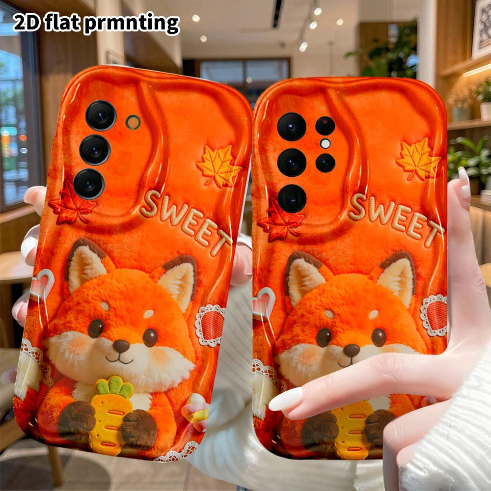 Phone case: 2D flat, suitable for Samsung Galaxy A34 A35 M05 M06 S20 S22 S21 FE Plus 5G protective case, plush little fox, perfect Christmas and Hallo