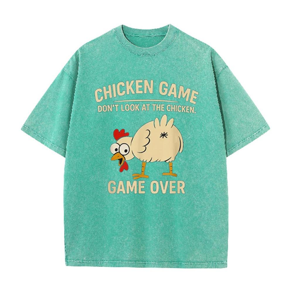Funny Chicken Game Graphic Men's T-Shirt Don't Look At The Chicken Printed Short Sleeve Tee Women's Tee Tops