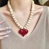 Choker Acrylic Love Heart Necklace Acrylic Sweater Chain Colorful Women Clavicle Necklace  Travel