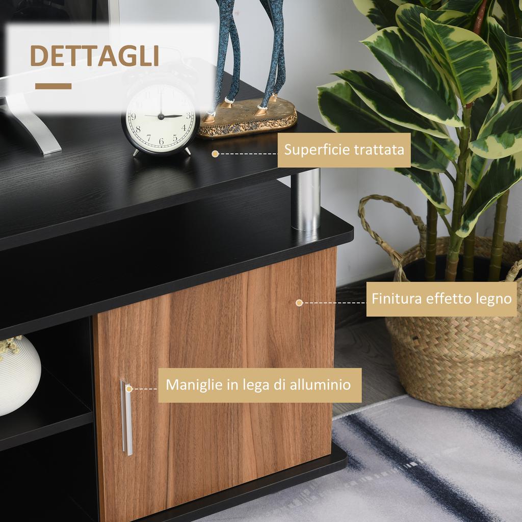 TV Cabinet Up to 55" with Cabinets and Shelves in Wood and Aluminum, 120x40x52.2cm