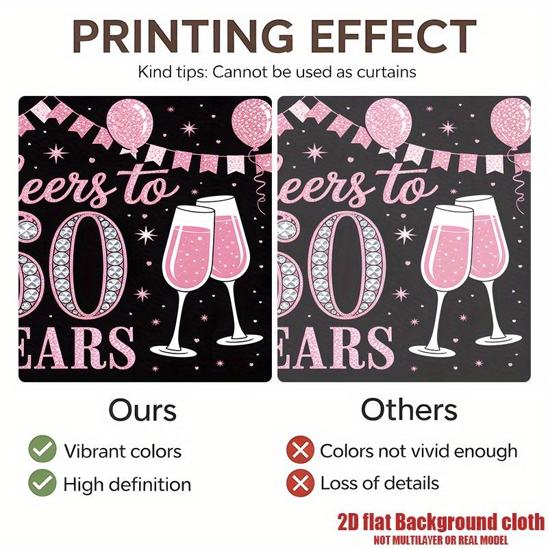 60th Birthday Party Backdrop Polyester Banner Photo Booth Decoration