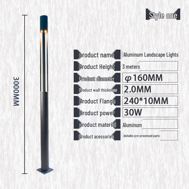 Solar Aluminum Garden Light: Modern Square Post for Outdoor Courtyard