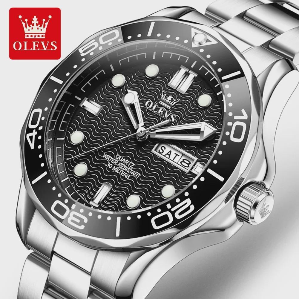 Fashion Mens Watches Steel/Silicone Strap Luminous Dual Calendar Waterproof Multi Color Business Sport Wrist Watch
