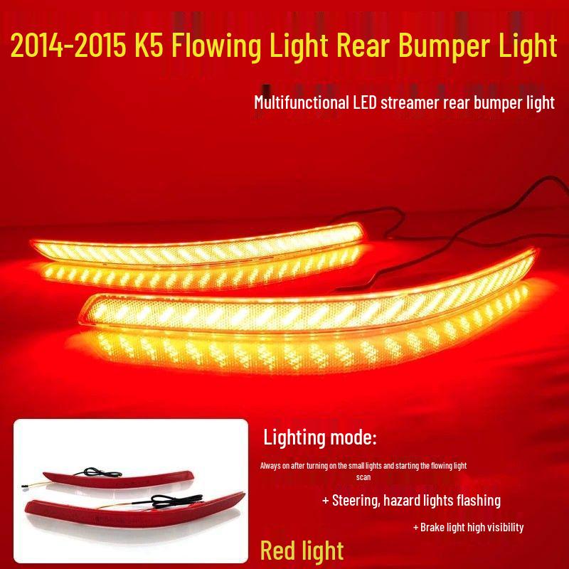 LED Rear Bumper Reflector Light with Flowing Turn Signal for 11-15 Kia K5