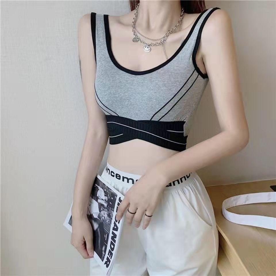 Sports Underwear Running Fitness Bra Shockproof and Anti-sagging Beautiful Back Underwear Outer Wear Wrap Bra Gather Chest Yoga Vest Camisole Top