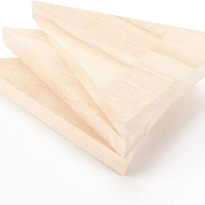 2Pcs Unfinished Wooden Triangle Shaped Blocks Triangle Wood Tray Plates Blank Wooden Cutouts Unpainted Wood Triangle Slices