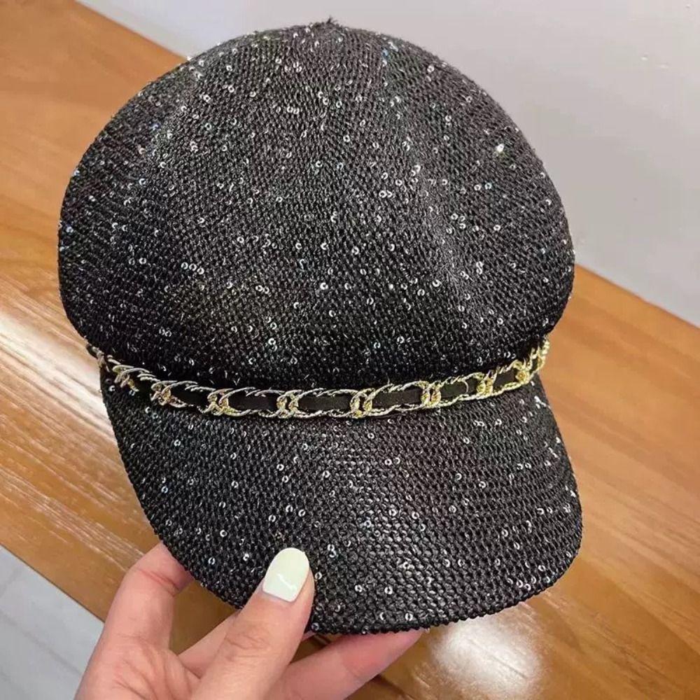 Woven Straw Hollow Octagonal Hat Sun Protection Painter Hat New Style Peaked Cap Casual Wear
