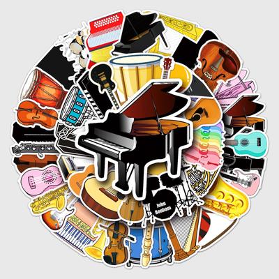 50 wasserfeste Graffiti-Musik-Aufkleber: Instrumente, Klaviere, Cartoons für Notizbücher, Skateboards, Telefone, Gepäck