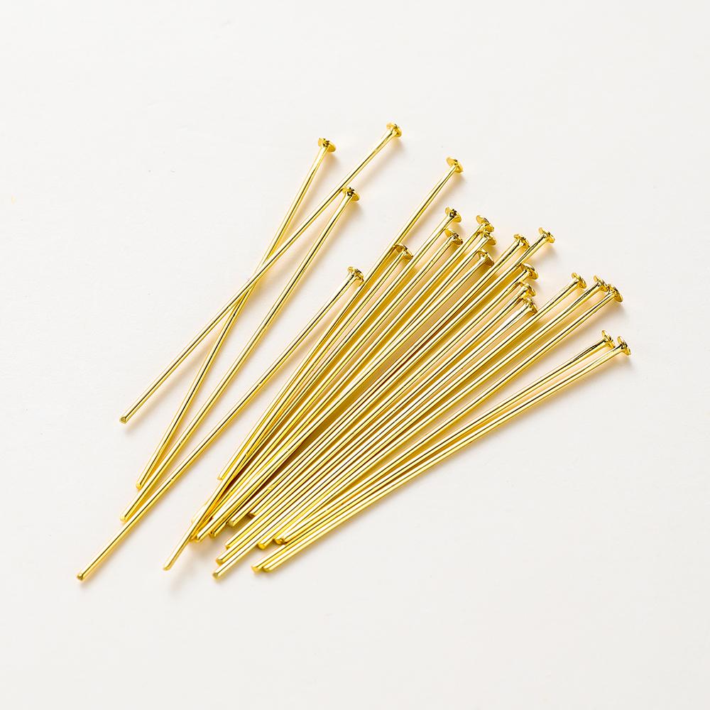 100pcs/lot 14K 18K Gold Plated Flat Head Metal Pins Beading Pendant Headpin For DIY Jewelry Handmade Craft Supplies Findings