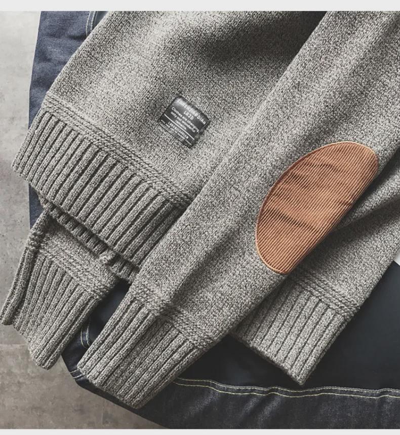 2023 Men's Trendy Thickened Korean-Style Sweater: Handsome, Versatile Knit Patch Design