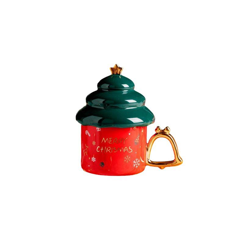 Creative Ceramic Christmas Tree Mug with Lid - Ideal Gift for Girls, Couples, or Office Tea Time