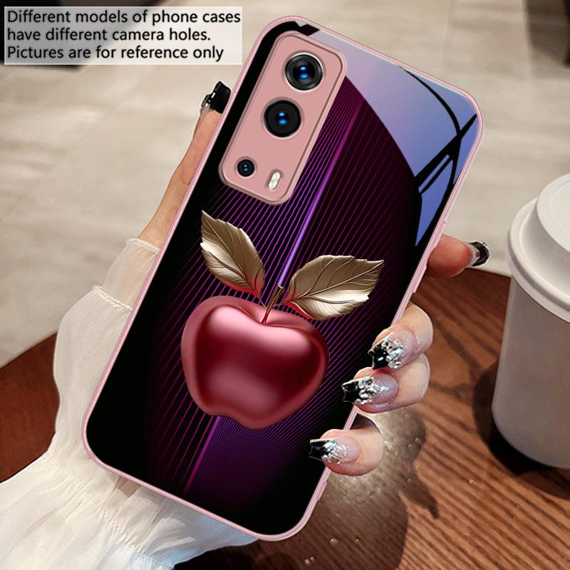 

Stripe gradient apple red For Vivo Y76 16 55 V29 Lite 5G 25 23 30 iQOO Z9X 12 Pro Neo X200 100 90 60 Tempered Glass Phone Case For vivo Y76 5G