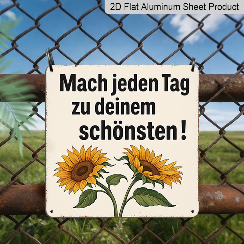 

2D Flat, 1pc, Vintage Metal Aluminum Sign, Decorative Plaques and Ornaments, Sunflower Theme, Country Style, Positive Inspirational Quotes, Perfect 20*20cm