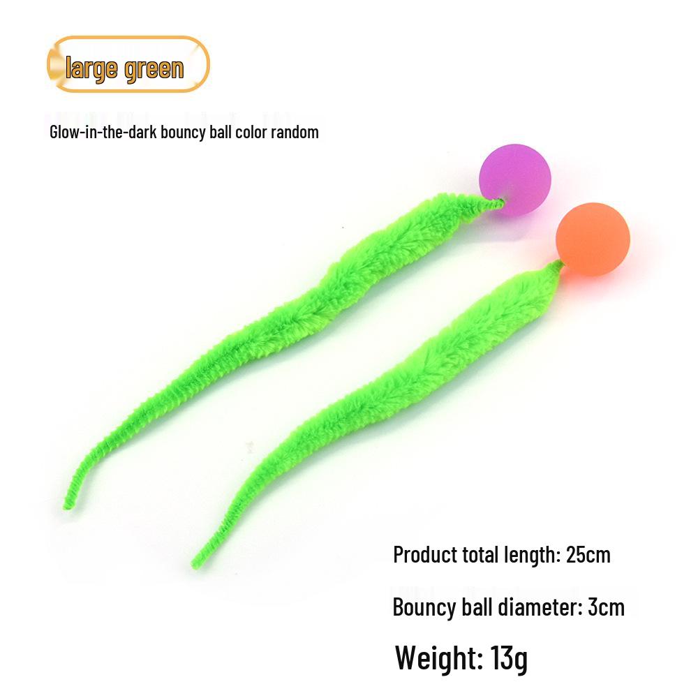 Solid Color Elastic Ball & Caterpillar Teaser Stick Kitten Toy