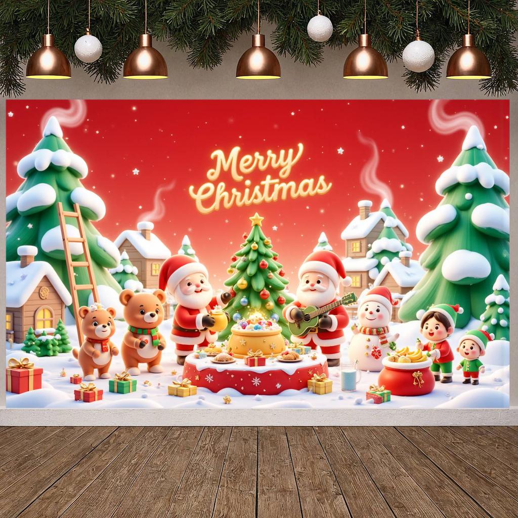 Christmas Decoration Banner Lightweight Material Merry Christmas Banner Christmas Banner Santa Claus Pattern For Home Decoration