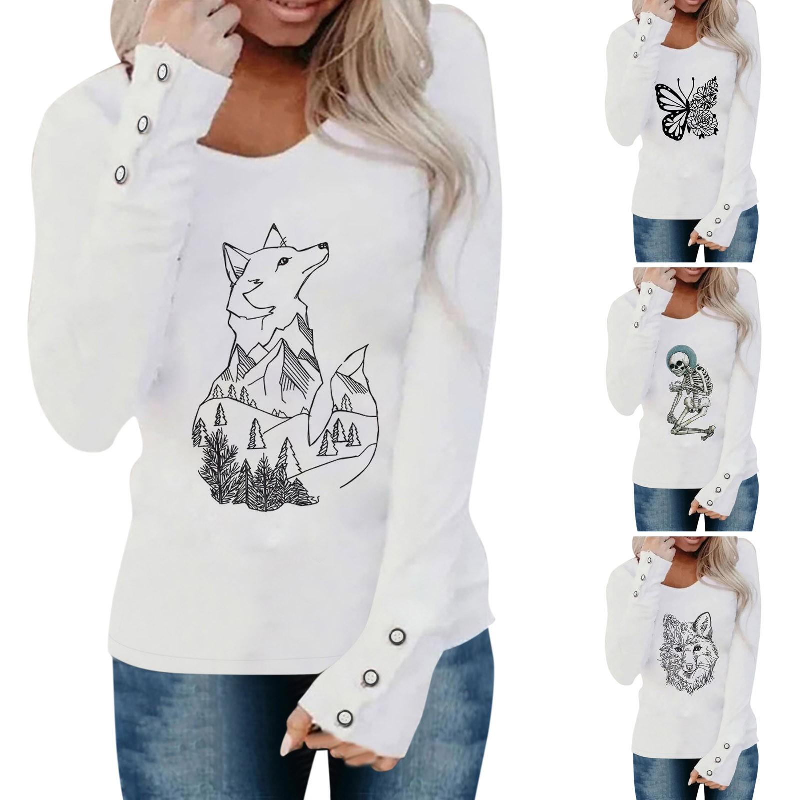 

Женский повседневный модный пуловер с круглым вырезом и длинным рукавом с принтом Хэллоуина 2022 года