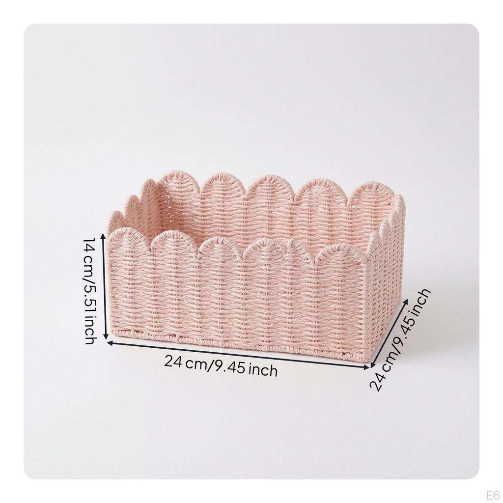 Handwoven Braided Container Basket | Paper Rope Basket, for Shelf Large 44x35x17 CM