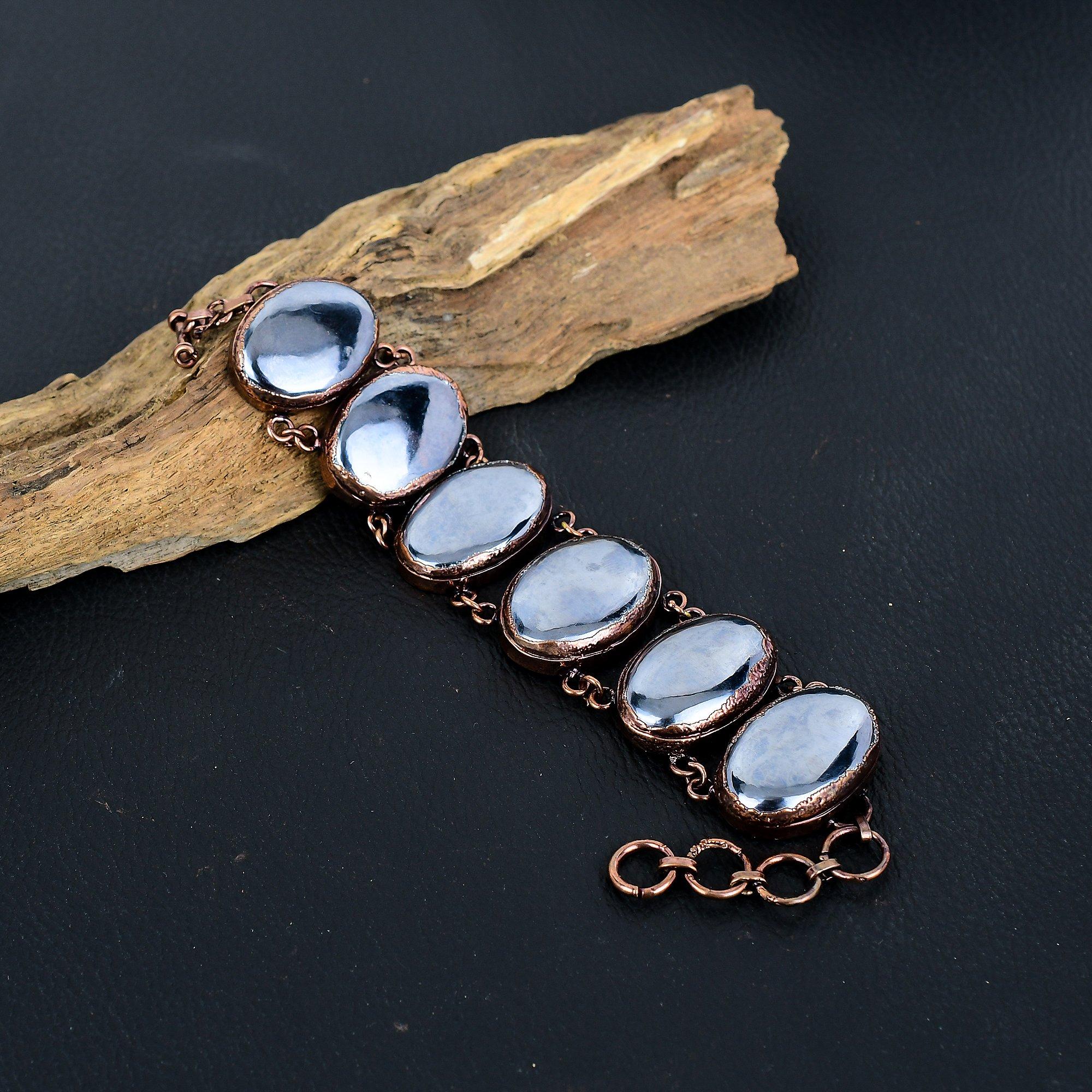 

Браслет из шунгита, Медный гальванопластический браслет ручной работы, Дизайнерские ювелирные изделия, Браслет с регулируемой цепочкой, Подарок для женщин