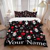 Spooky Christmas Skull Print Bedding Set Personalized Washable Custom 3Pcs Duvet Cover Pillowcases Soft Microfiber Home Bedroom Gift