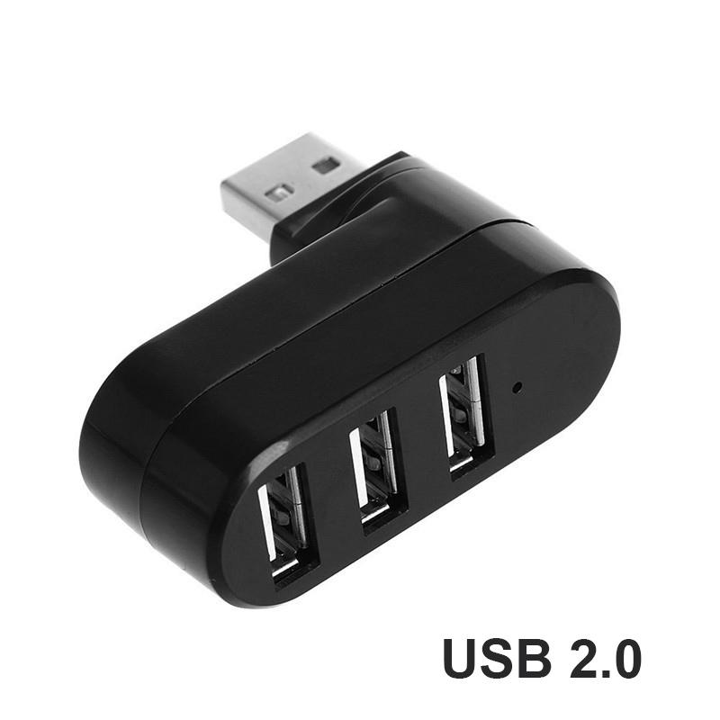 

OULLX USB 2.0 HUB 180 ° Rotation Adapter Extender Mini Splitter Box 1 to 3 Ports High Speed USB 2.0 For PC Computer Laptop