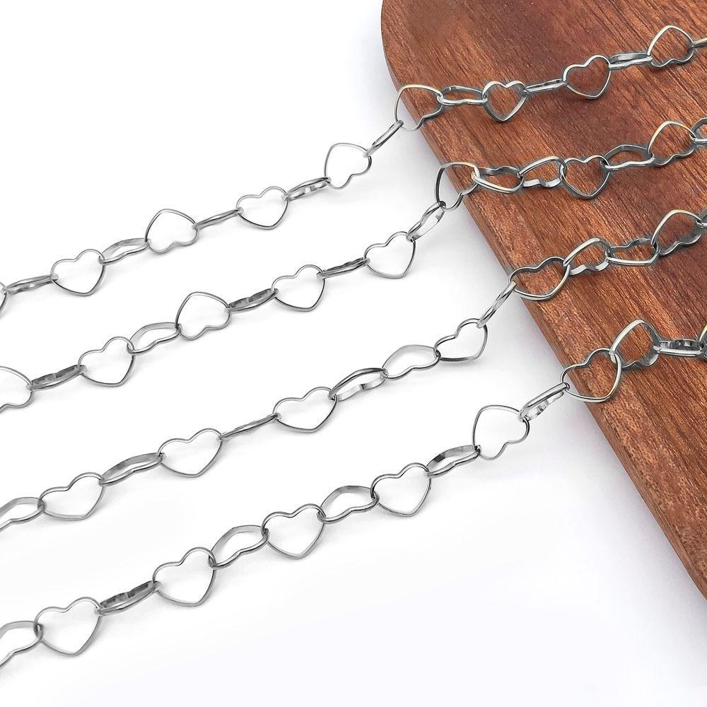 Stainless Steel Heart Chain Pendant Charm for DIY Jewelry