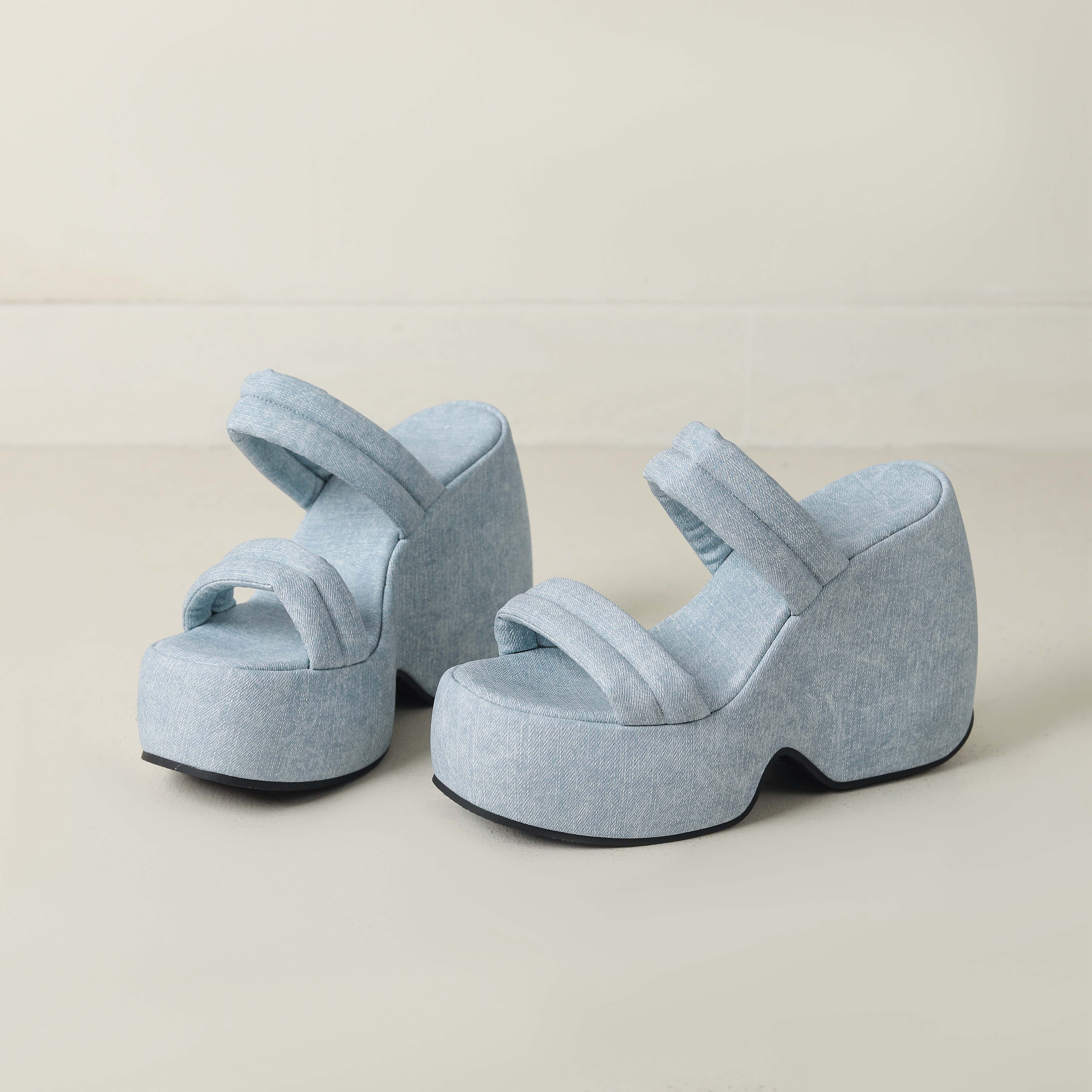 

Krazing Pot Мюли из полиуретана, летние, размер 43, женские, на платформе, очень высокие каблуки, женские, с открытым носком, непромокаемые сандалии 43 baby голубой