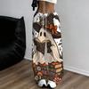 Women Plus Size Loose Straight Leg Pants Halloween Cartoon Duck Printed Full Length Casual Trousers