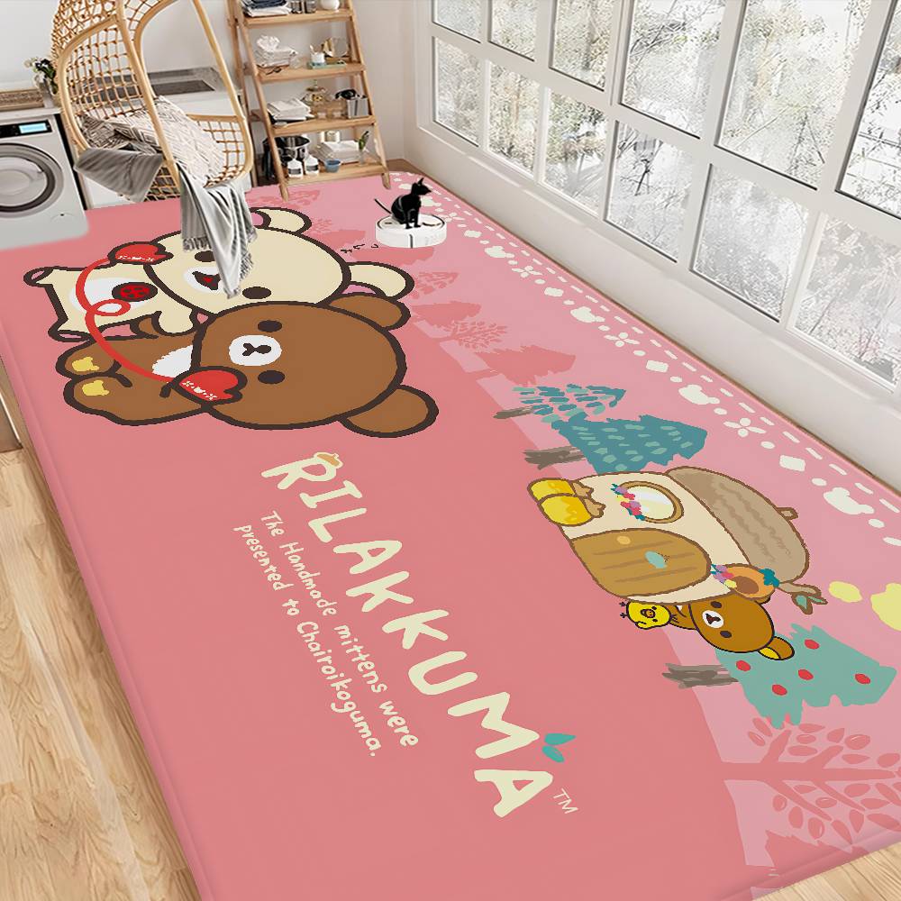 Kawaii Rilakkuma Bear Room Mats Washable Non-Slip Living Room Sofa Chairs Area Mat Kitchen Alfombra