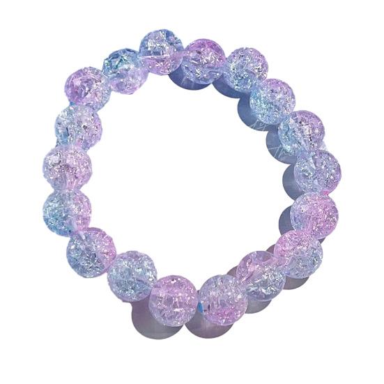 Faux Crystal Beaded Bracelet Stretch Lightweight Hypoallergenic Women Girls Round Faux Gemstone A