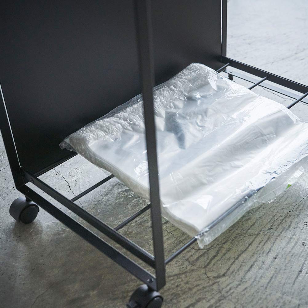 Yamazaki Jitsugyo 4333 Coș de gunoi cu 3 turnuri, separator de praf pentru ochi, cu mâner și cărucior ușor de scos, Separații, Negru, Aprox.