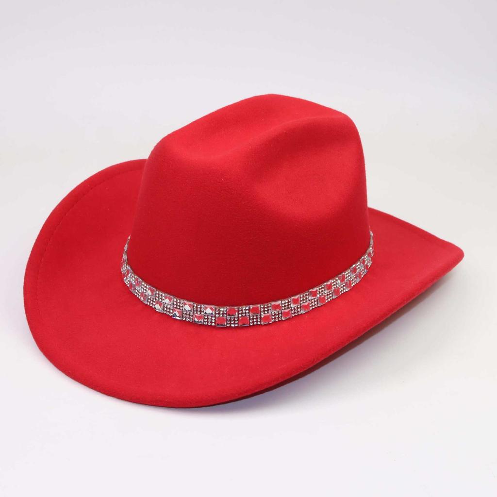 European, American British style jazz hat men's and women's high-end flash rhinestone accessory hat western cowboy hat