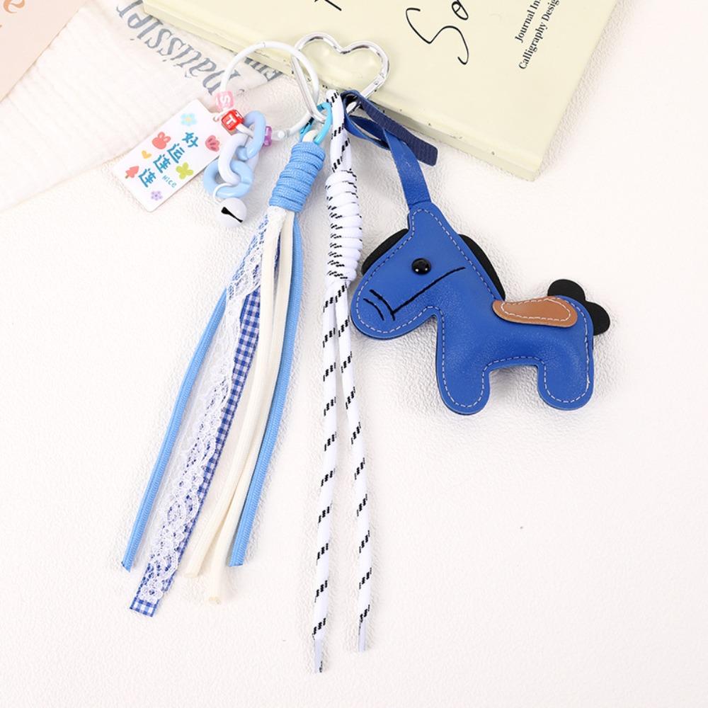 Cartoon Zodiac Pony Bag Pendant Leather Chinese New Year Gift Kawaii Horse Keychain  Backpack
