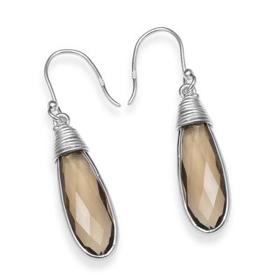 Natural Smoky Quartz Gemstone 925 Sterling Silver Handmade Pear Shape Drop Dangle Earrings for Women & Girls