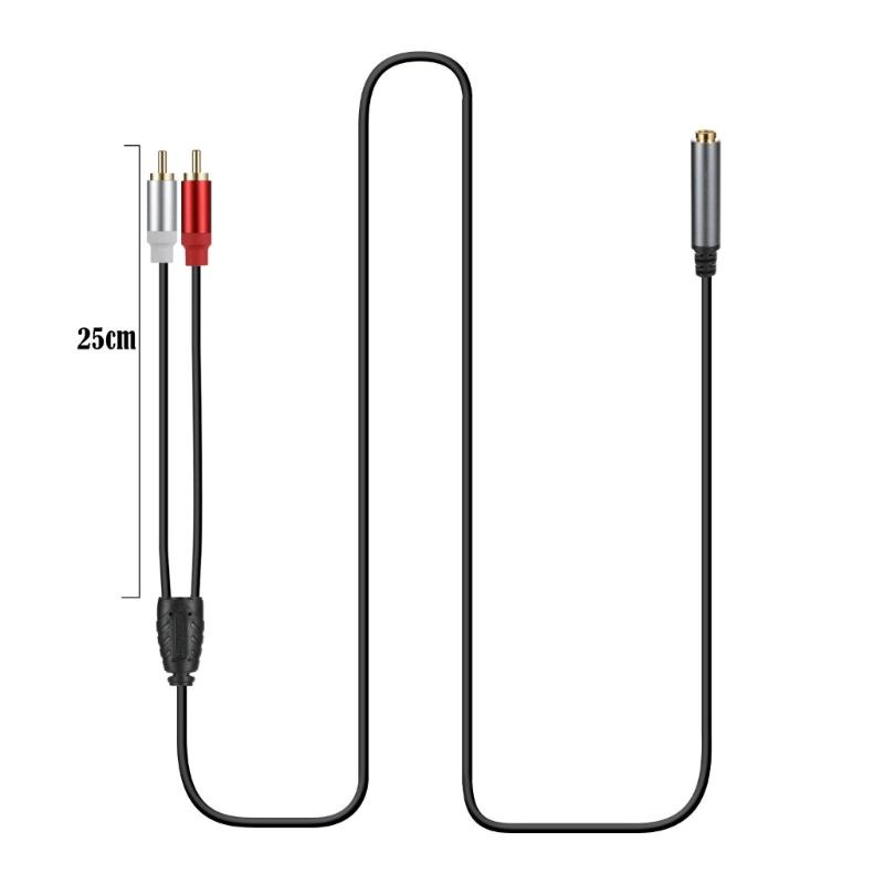 2 RCA to 6.35mm 1/4 Female Adapter Cable 6.35mm to RCA Adapter 1/4inch Stereo Female to 2 RCA Male Y Splitters