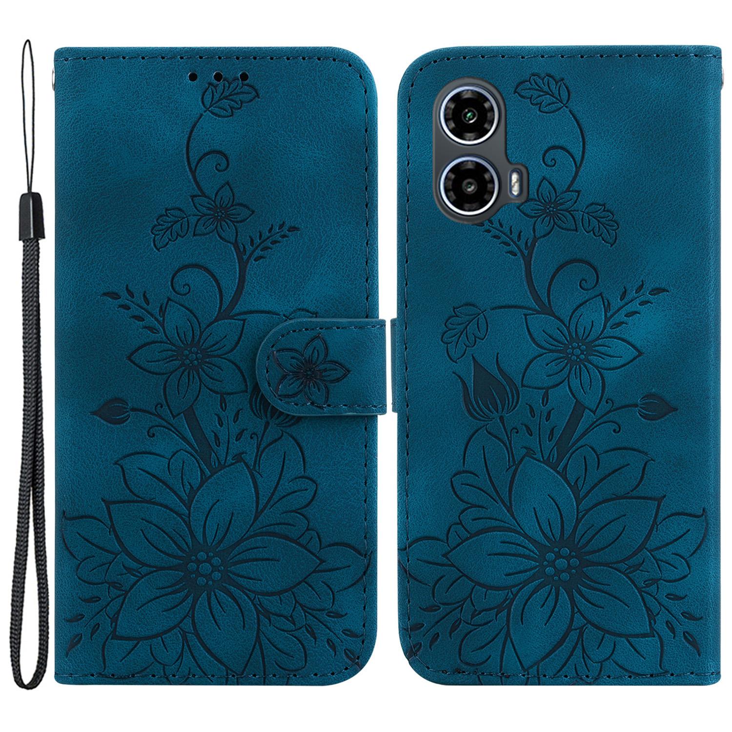 

For Motorola Moto E14 4G/G04 4G/G04s 4G/G24 4G Phone Case Flower Imprinted Phone Stand Cover Wallet B