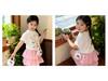 2025 Korean Summer Cute Cat Print Short Sleeve Plaid Skirt Set