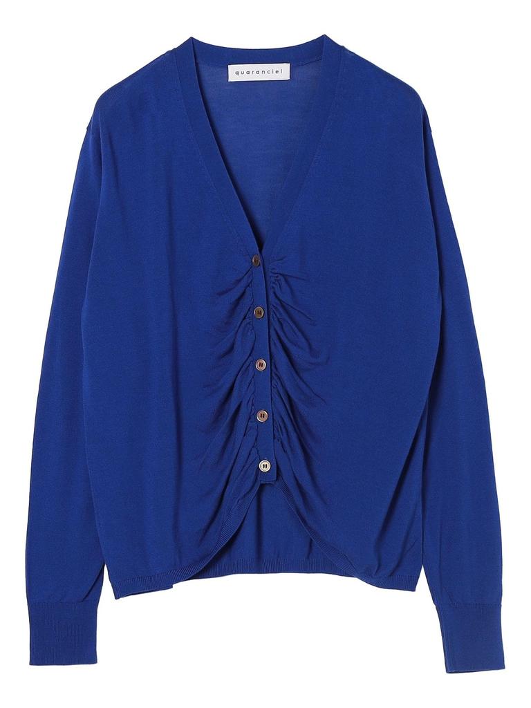 Caranciel Gathered Knit Hand One Size Women's Silk-Blend Cardigan, Washable, Blue, 616200002,
