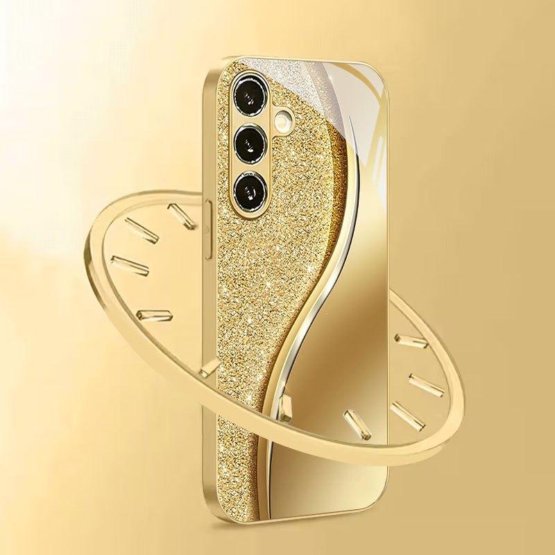 Wave edge pattern tempered glass phone case for galaxy S26 S25 S24 S23 S22 S21 S20 FE Ultra Plus anti-fall back cover