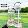 1.5/2L Sport Water Bottle with Time Marker Large Capacity BPA Free Portable Travel Bottle for Gym Summer Juice Cold Drinks