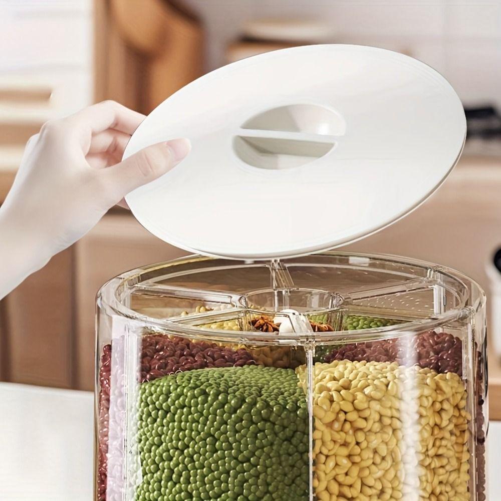 6/10KG Cereal Container 360° Rotating Food Storage Box Portable Grain Storage Dispenser Household