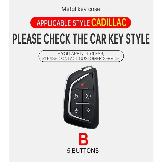 5 Bottons Alloy Car Key Fob Case Cover Shell for Cadillac CT4 CT4-V CT5 C8 Corvette LYRIQ   2024 Keychain Accessories