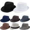 Linen Panama Solid Color Top Hat Jazz Hat Cowboy Sun Hat Men's Women's Children's British Sun Hat