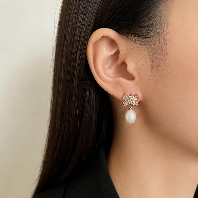 Trendy White Natural Pearl Woman Earrings,Wedding Bridal Fresh Water Pearl Earrings Silver 925 Jewelry Annniversary Gift Black