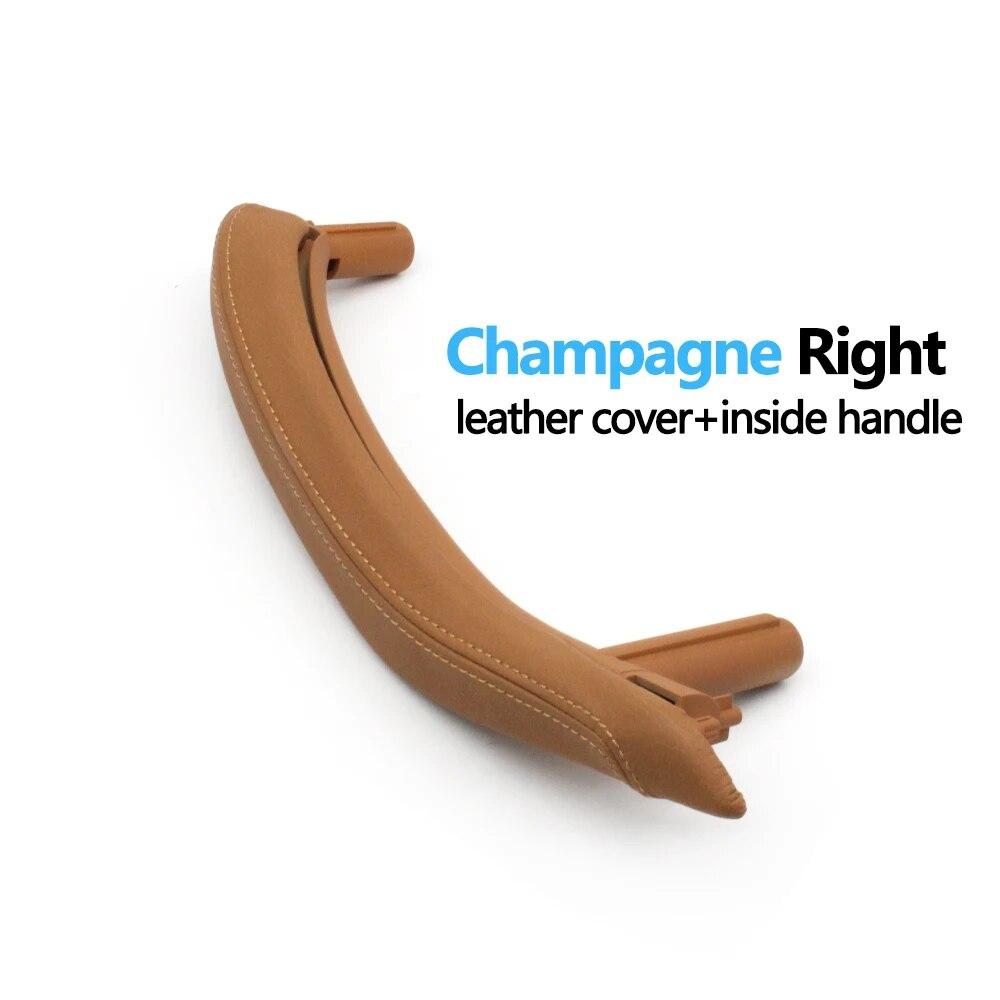 Car Front Rear Passenger Doors Pull Handle Trim With Leather Outer Cover For BMW X5 X6 F15 F16