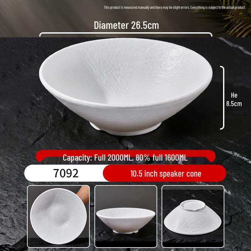 Melamine White Large Noodle Bowl - Imitation Porcelain for Ramen, Mala Tang, and Luosifen