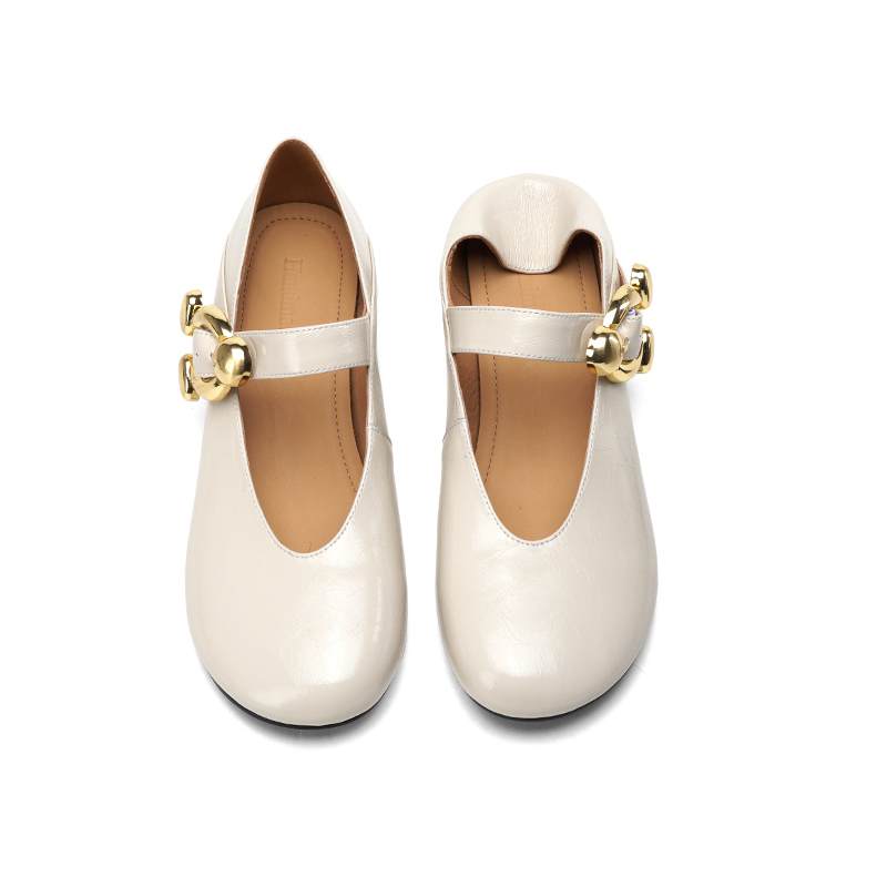 Krazing Pot Sheepskin Fashion Summer Spring Autumn Med Heels Metal Buckle Women  European Design Round Toe Pumps