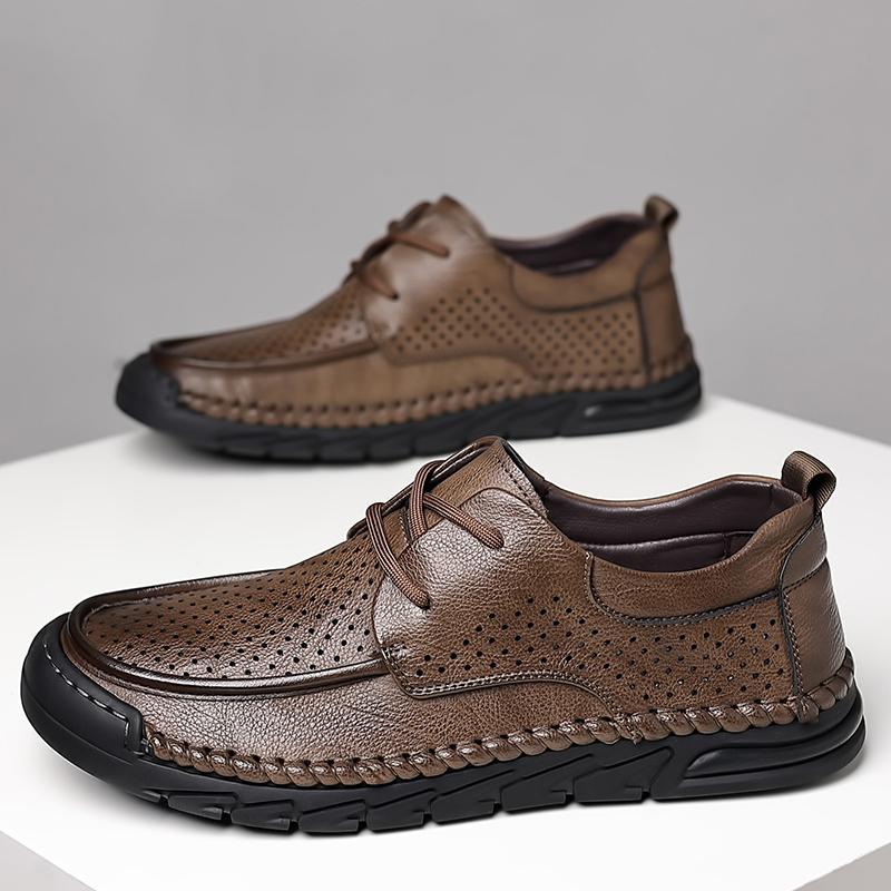 

TUINANLE Мужские туфли-лоферы повседневные дышащие кожаные туфли для вождения офисные туфли для ходьбы нескользящие с перфорацией 38 хаки